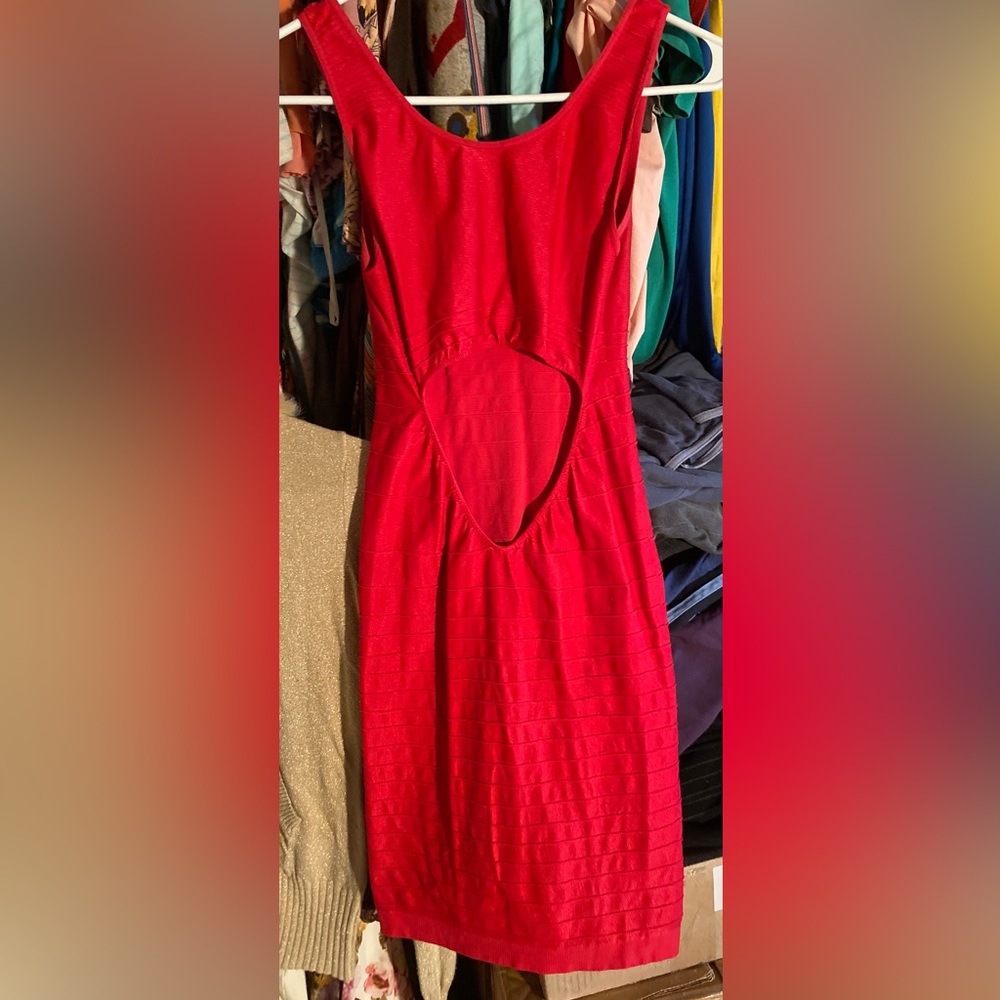Bebe dark pink fitted dress nylon like material feel